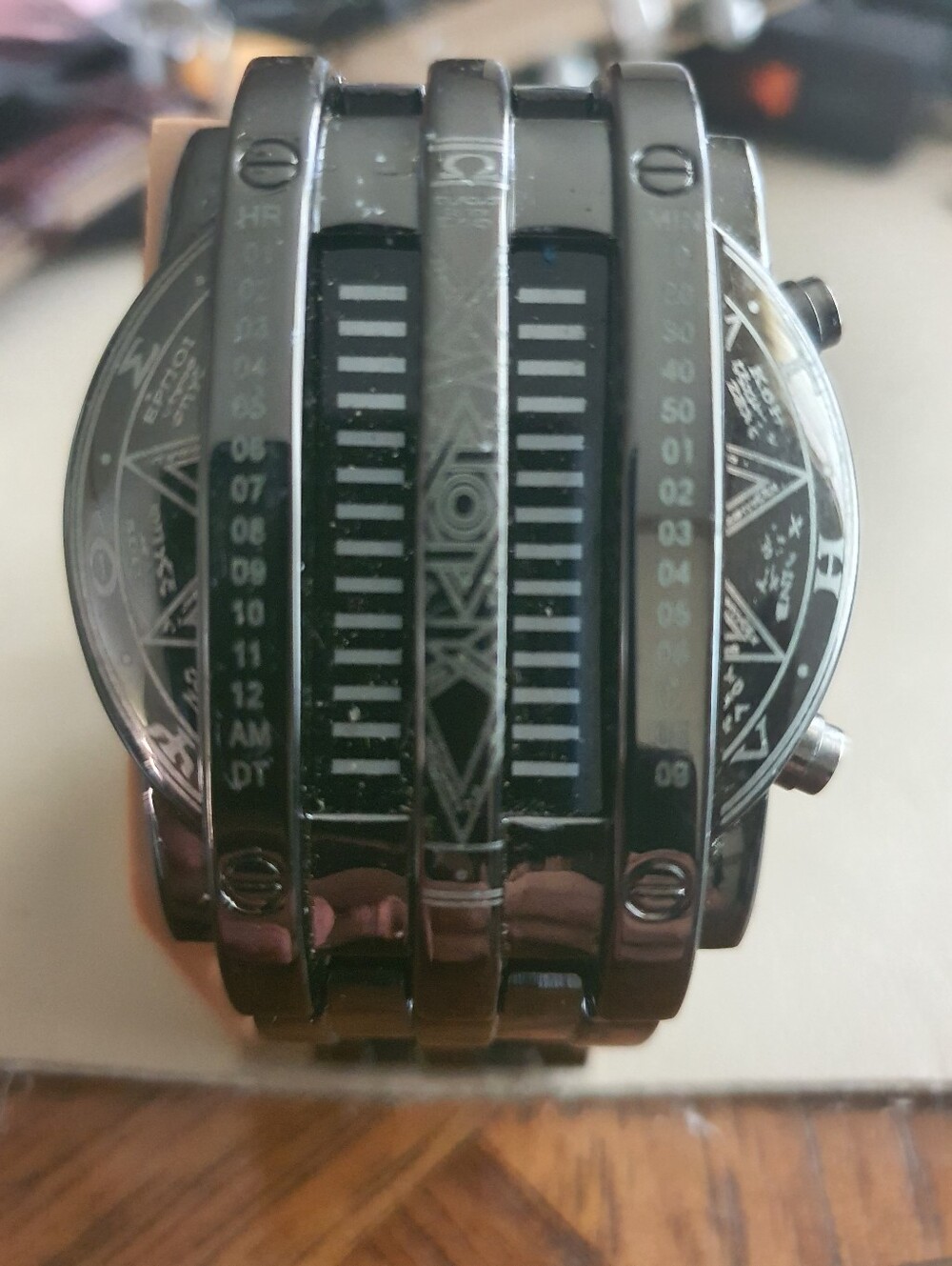 Mastop Binary Matrix Blue Led Stainless Steel Men's Watch